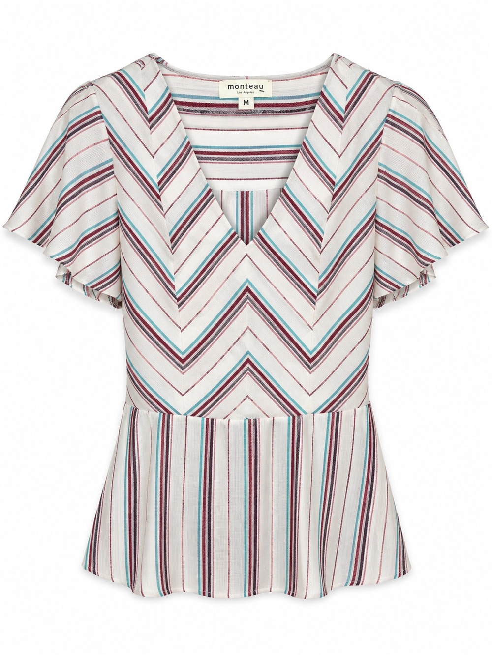 Monteau Los Angeles Chevron Stripe Peplum Top Size M